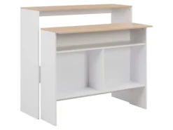 vidaXL Bartisch mit 2 Tischplatten Weiß und Eichefarben 130x40x120 cm