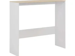 vidaXL Bartisch mit 2 Tischplatten Weiß und Eichefarben 130x40x120 cm