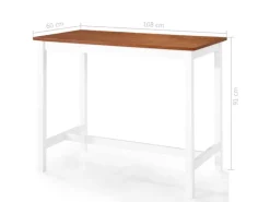 vidaXL Bartisch mit Stühlen 5-tlg. Massivholz Braun und Weiß
