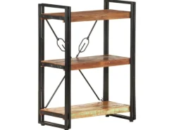 vidaXL Bücherregal 3 Fächer 60x30x80 cm Altholz Massiv