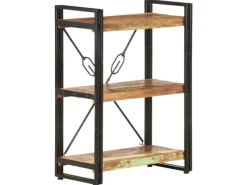 vidaXL Bücherregal 3 Fächer 60x30x80 cm Altholz Massiv