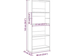 vidaXL Bücherregal Artisan-Eiche 60x24x143 cm Holzwerkstoff 857820