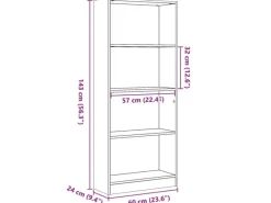 Hot vidaXL Bücherregal 60x24x143 cm Holzwerkstoff 857815 Betongrau