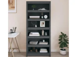 vidaXL Bücherregal Grau 80x35x183 cm Massivholz Kiefer