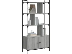 Hot vidaXL Bücherregal mit Türen Grau Sonoma 76,5x30x154,5cm Holzwerkstoff