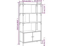 Hot vidaXL Bücherregal mit Türen Grau Sonoma 76,5x30x154,5cm Holzwerkstoff