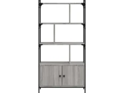 Hot vidaXL Bücherregal mit Türen Grau Sonoma 76,5x30x154,5cm Holzwerkstoff
