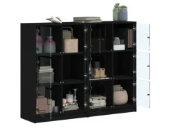 New vidaXL Bücherregal mit Türen Schwarz 136x37x109 cm Holzwerkstoff