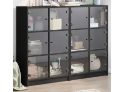 New vidaXL Bücherregal mit Türen Schwarz 136x37x109 cm Holzwerkstoff