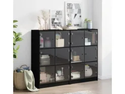 New vidaXL Bücherregal mit Türen Schwarz 136x37x109 cm Holzwerkstoff