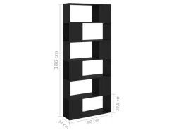 Outlet vidaXL Bücherregal Raumteiler Schwarz 80x24x186 cm Holzwerkstoff
