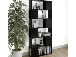 Outlet vidaXL Bücherregal Raumteiler Schwarz 80x24x186 cm Holzwerkstoff