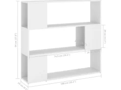vidaXL Bücherregal Raumteiler Weiß 100x24x94 cm