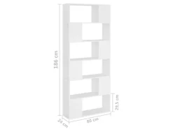 vidaXL Bücherregal Raumteiler Weiß 80x24x186 cm Holzwerkstoff