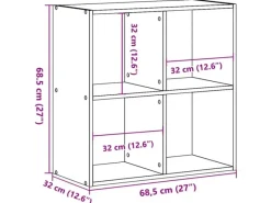 vidaXL Bücherregal Schwarze Eiche 68,5 x 32 x 68,5 cm Holzwerkstoff 868060