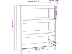 Outlet vidaXL Bücherregal 80x35x97 cm Massivholz Kiefer 821680 Weiß