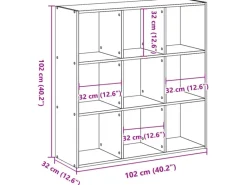 VidaXL Bücherregal Weiß 102x32x102 cm Holzwerkstoff