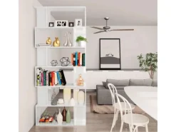 vidaXL Bücherregal/Raumteiler Hochglanz-Weiß 80x24x192 cm