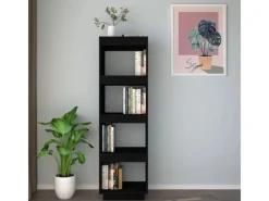 vidaXL Bücherregal/Raumteiler Schwarz 40x35x135 cm Massivholz Kiefer
