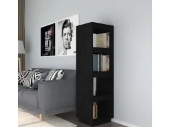 vidaXL Bücherregal/Raumteiler Schwarz 40x35x135 cm Massivholz Kiefer