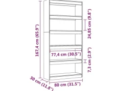 vidaXL Bücherregal/Raumteiler 80x30x167,4 cm Massivholz Kiefer