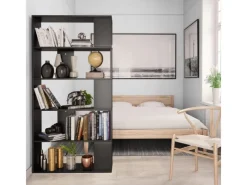 vidaXL Bücherregal/Raumteiler Schwarz 80x24x159 cm Holzwerkstoff