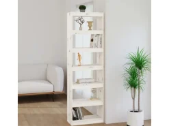 vidaXL Bücherregal/Raumteiler Weiß 60x30x199,5 cm Massivholz Kiefer
