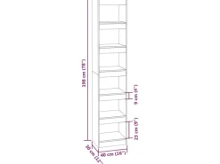 Hot vidaXL Bücherregal/Raumteiler Räuchereiche 40x30x198 cm