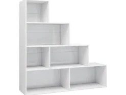 vidaXL Bücherregal/Raumteiler Hochglanz-Weiß 155x24x160 cm