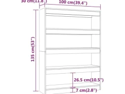 vidaXL Bücherregal/Raumteiler Betongrau 100x30x135 cm