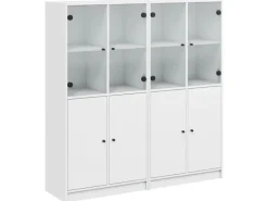 New vidaXL Bücherschrank mit Türen 136x37x142 cm Holzwerkstoff Weiß