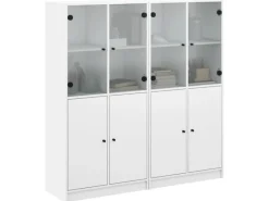 New vidaXL Bücherschrank mit Türen 136x37x142 cm Holzwerkstoff Weiß