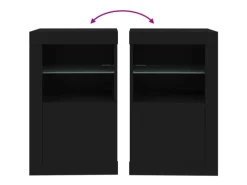 vidaXL Beistellschränke mit LED-Leuchten 2 Stk Schwarz Holzwerkstoff