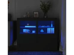 vidaXL Beistellschränke mit LED-Leuchten 2 Stk Schwarz Holzwerkstoff