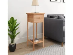 vidaXL Beistelltisch mit Schublade 25x25x60 cm Massivholz Nussbaum