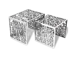 Best vidaXL Beistelltische 2 Stk. Quadratisch Silbern Aluminium