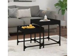 vidaXL Beistelltische 2 Stk. Schwarz Holzwerkstoff