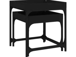 vidaXL Beistelltische 2 Stk. Schwarz Holzwerkstoff