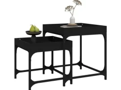 vidaXL Beistelltische 2 Stk. Schwarz Holzwerkstoff