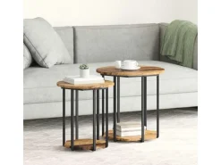 vidaXL Beistelltisch-Set mit Regal 2-Tlg Altes Holz und Schwarz 869718