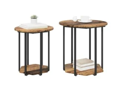 vidaXL Beistelltisch-Set mit Regal 2-Tlg Altes Holz und Schwarz 869718