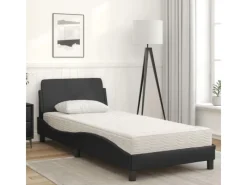 New vidaXL Bett mit Matratze Schwarz 90x200 cm Kunstleder Modell 12007232
