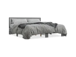 vidaXL Bettgestell Grau Sonoma 200x200 cm Holzwerkstoff und Metall 3280085