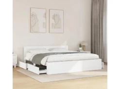 vidaXL Bettgestell mit Kopfteil ohne Matratze Weiß 200x200 cm 3295534