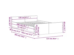 vidaXL Bettgestell mit Kopf- und Fußteil Schwarz 120x200 cm1909008