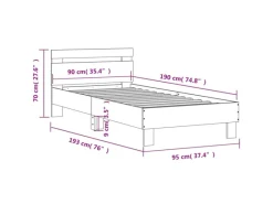 Best vidaXL Bettgestell mit Kopfteil und LED-Leuchten Sonoma-Eiche 90x190cm 838745 Sonoma Eiche