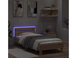 Best vidaXL Bettgestell mit Kopfteil und LED-Leuchten Sonoma-Eiche 90x190cm 838745 Sonoma Eiche
