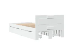Hot vidaXL Bettgestell mit Kopfteil ohne Matratze Weiß 100x200 cm 3295576