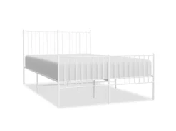 vidaXL Bettgestell mit Kopf- und Fußteil Metall Weiß 140x200 cm Modell 21629523