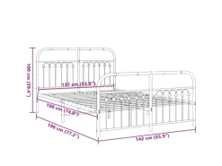 Outlet vidaXL Bettgestell mit Kopf- und Fußteil Metall 137x190 cm 376666 Weiß